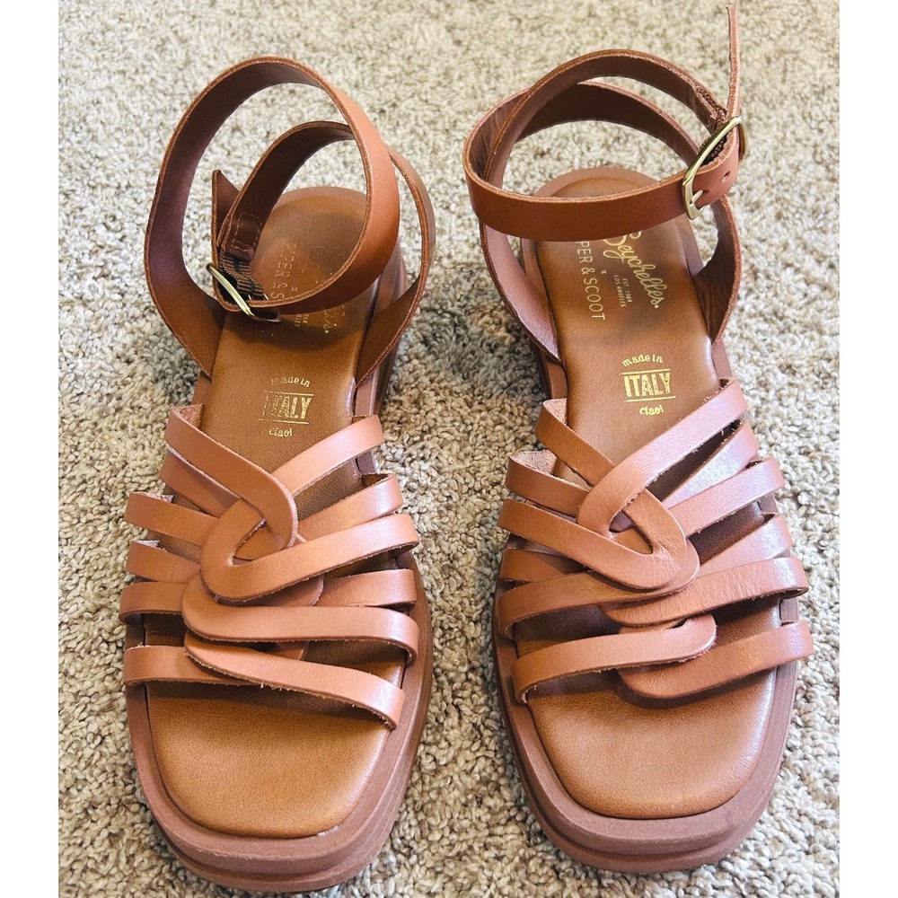 Seychelles x Piper & Scoot Mallory Tan Leather Platform Strappy Sandals SZ 8.5